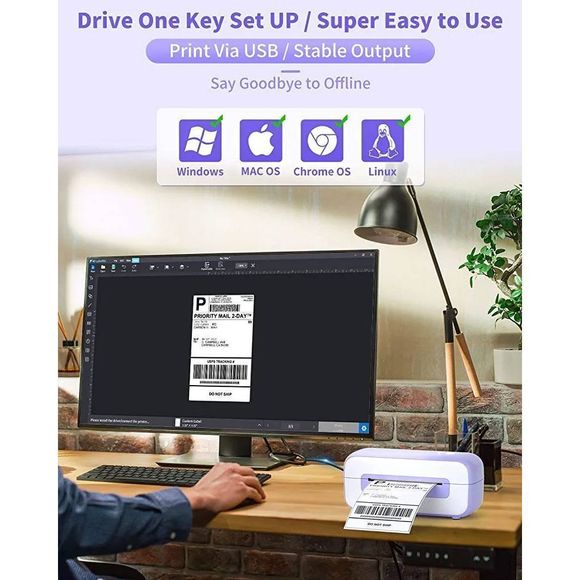 Phomemo Purple Thermal Label Printer Small Business High Speed 4x6 Shipping L - Picture 5 of 7